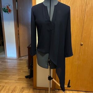 Elegant navy blue Asymmetrical Blouse